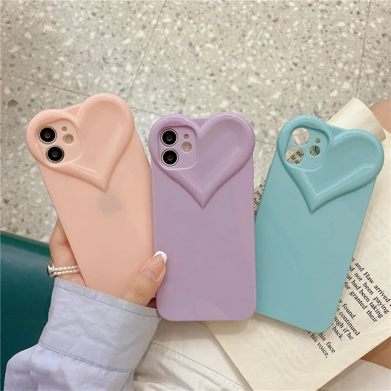 3D Love Heart Cute Phone Case