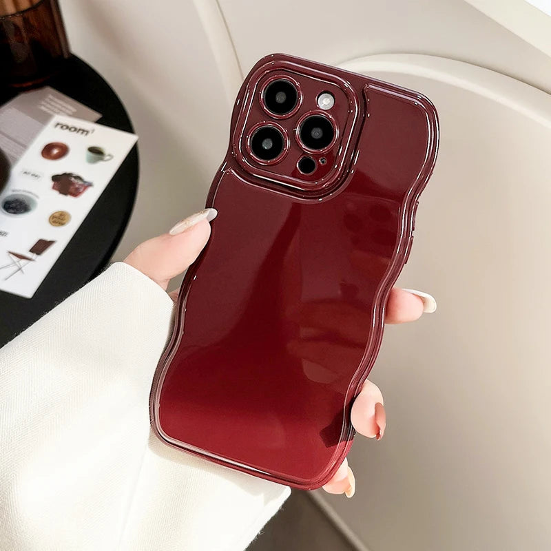 Retro Wine Red Wavy Edge Bumper Phone Case