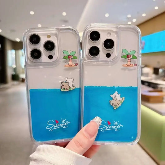 Green Leaf Slider Line Dog Sand Flow Phone Case