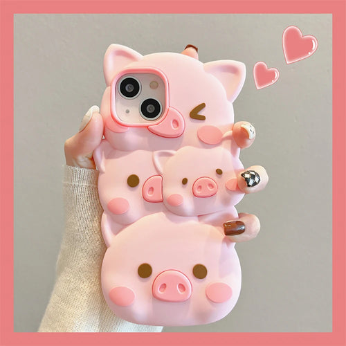 Cute 3D Pig Soft Silicone Phone Case For iPhone