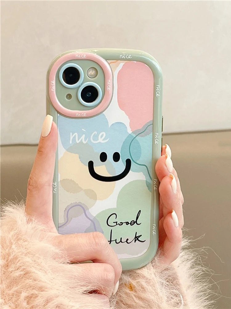Simple Smile Letters Good Luck Hard Back Cover Case For iPhone