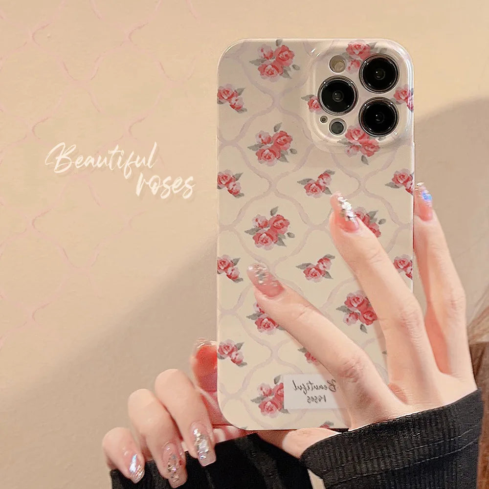 Retro Asthetic Elegant Pictorial Printed Cover For iPhone