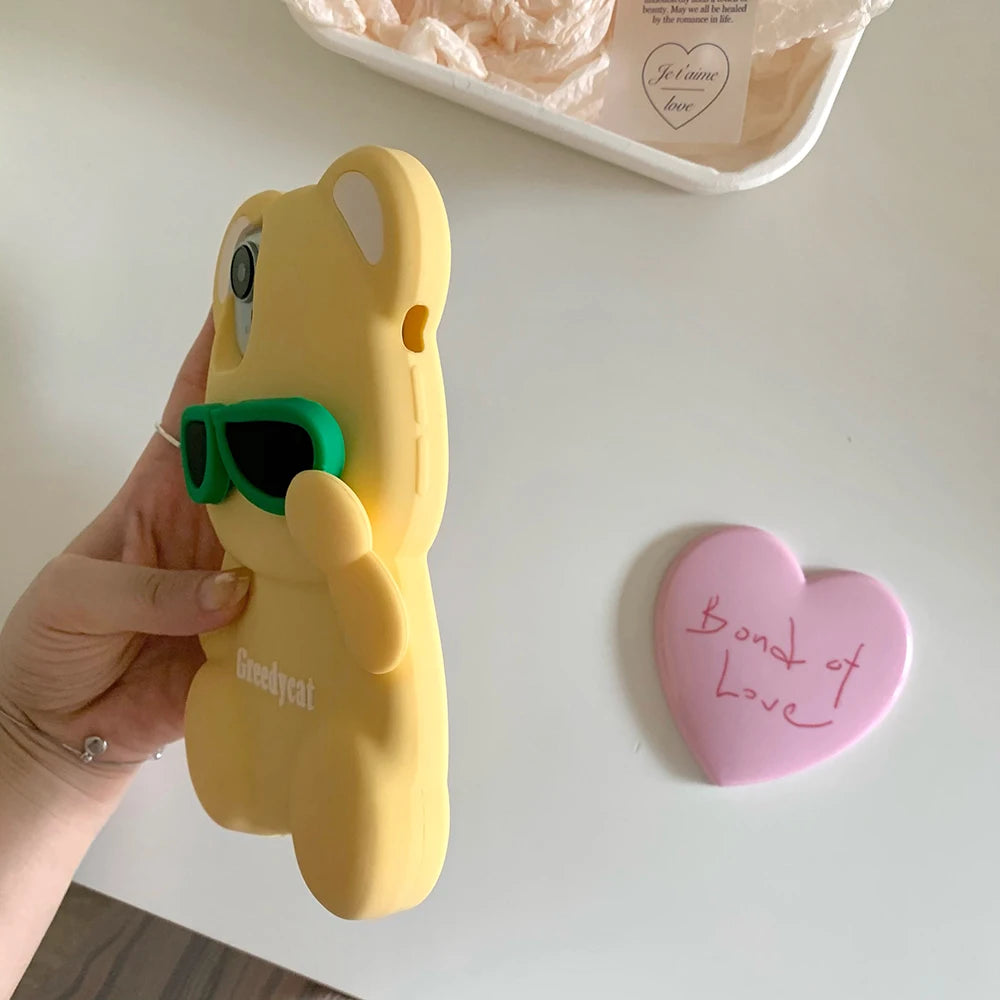 Funny Yellow Bear Cartoon Silicone Phone Case