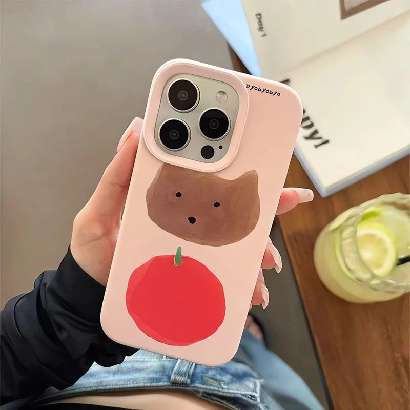 Cartoon Tomato Kitten Candy Color Compatible Phone Case