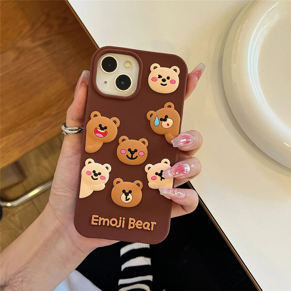 Cute Bear Cartoon Animal Silicone Phone Case