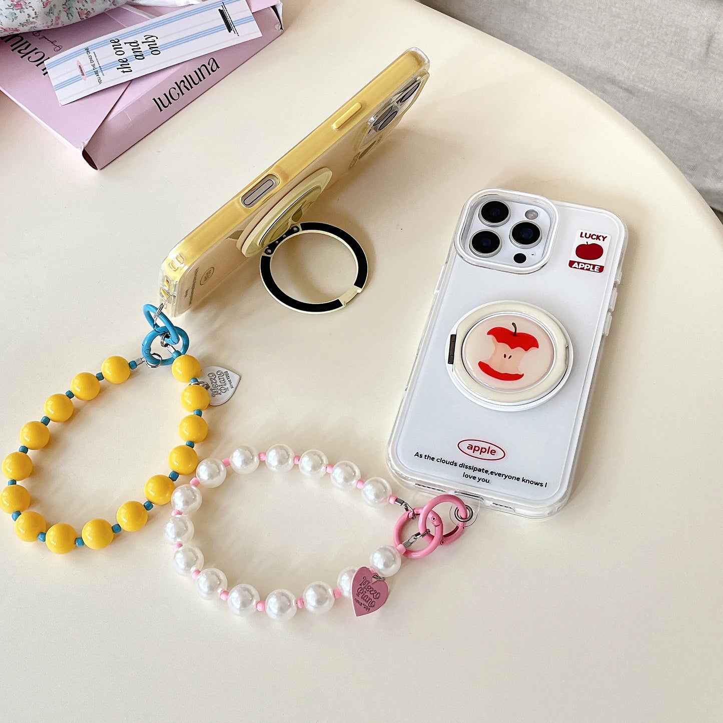 Cute Cartoon Peach Avocado Rotating Bracket Phone Case
