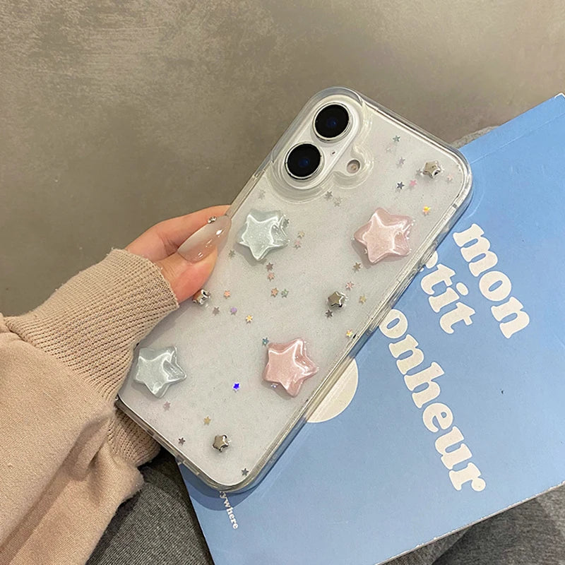 Lovely Colorful 3D Star Bling Glitter Phone Case For iPhone