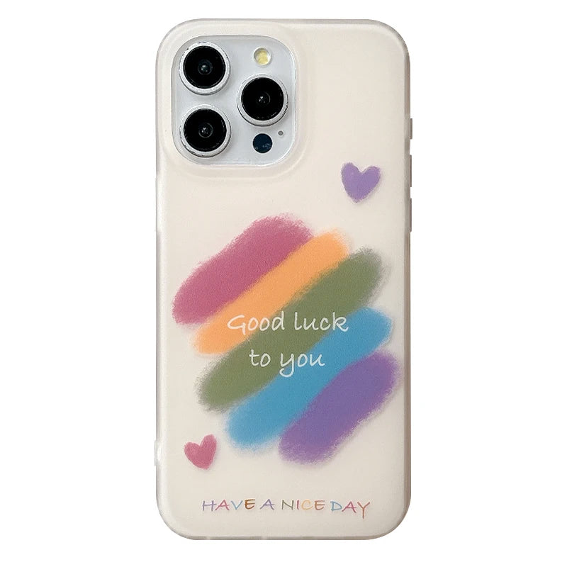 Ins Graffiti Love Heart Smiling Face Pattern Phone Case