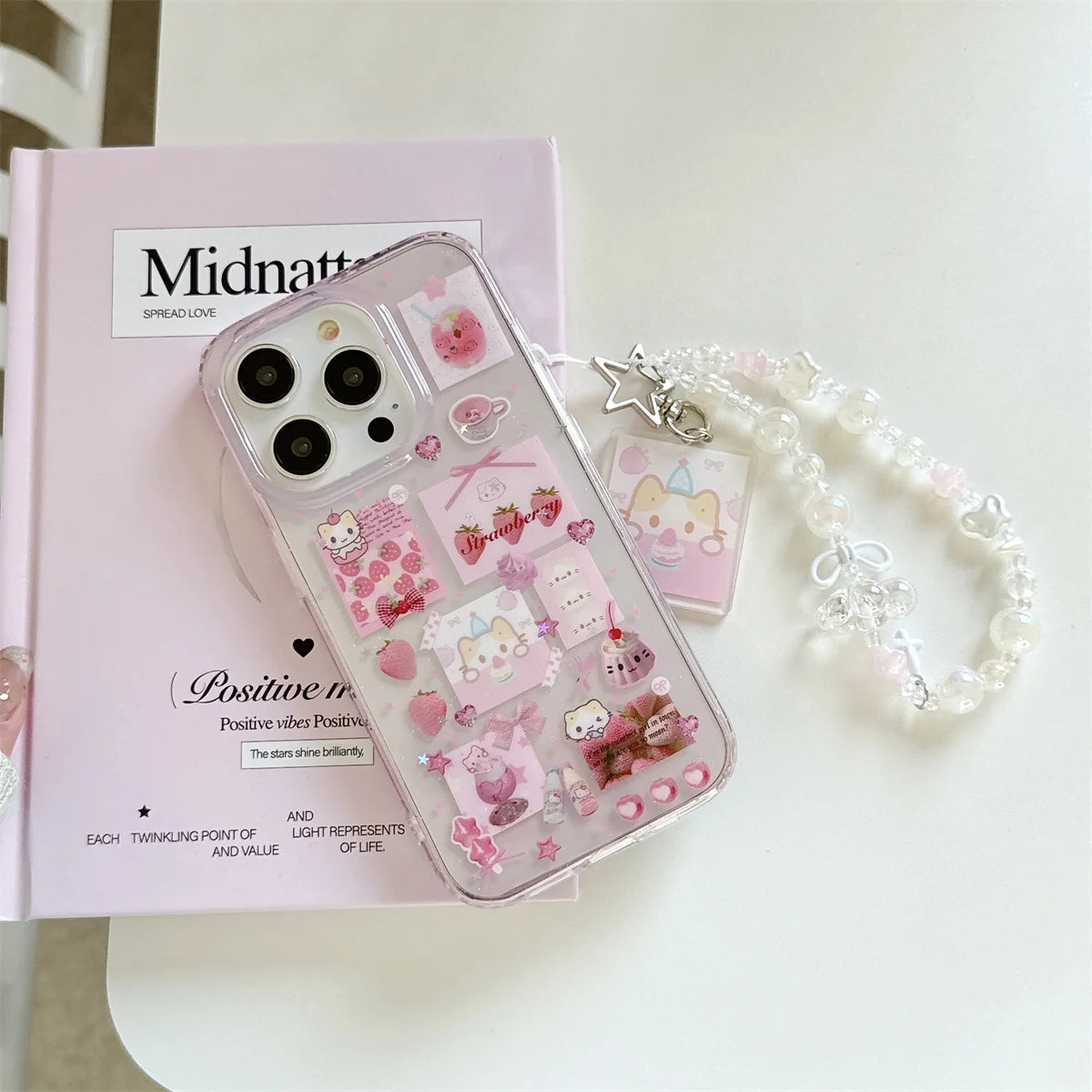 Cute Cartoon Strawberry Marshmallow Cat Phone Case