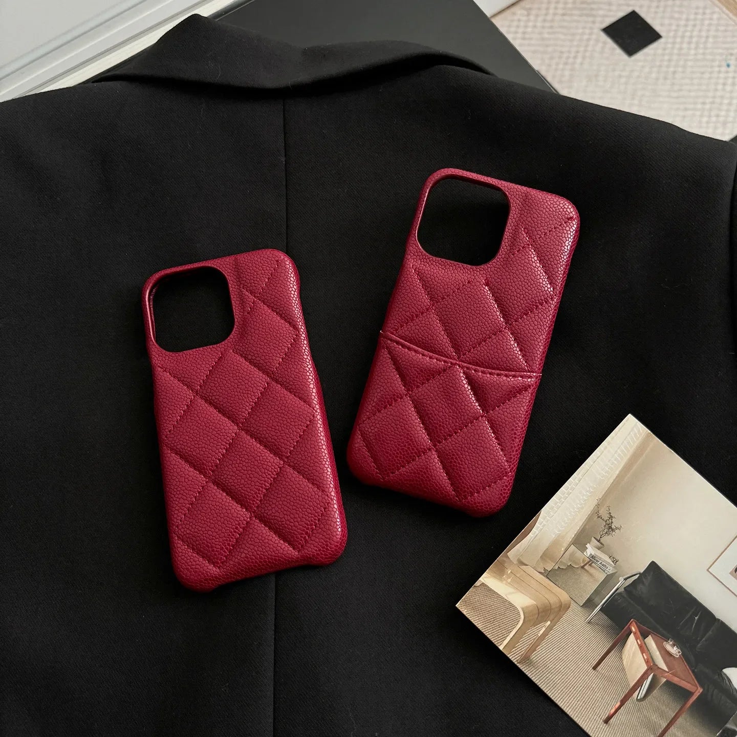 Retro Red Color Leather Phone Case