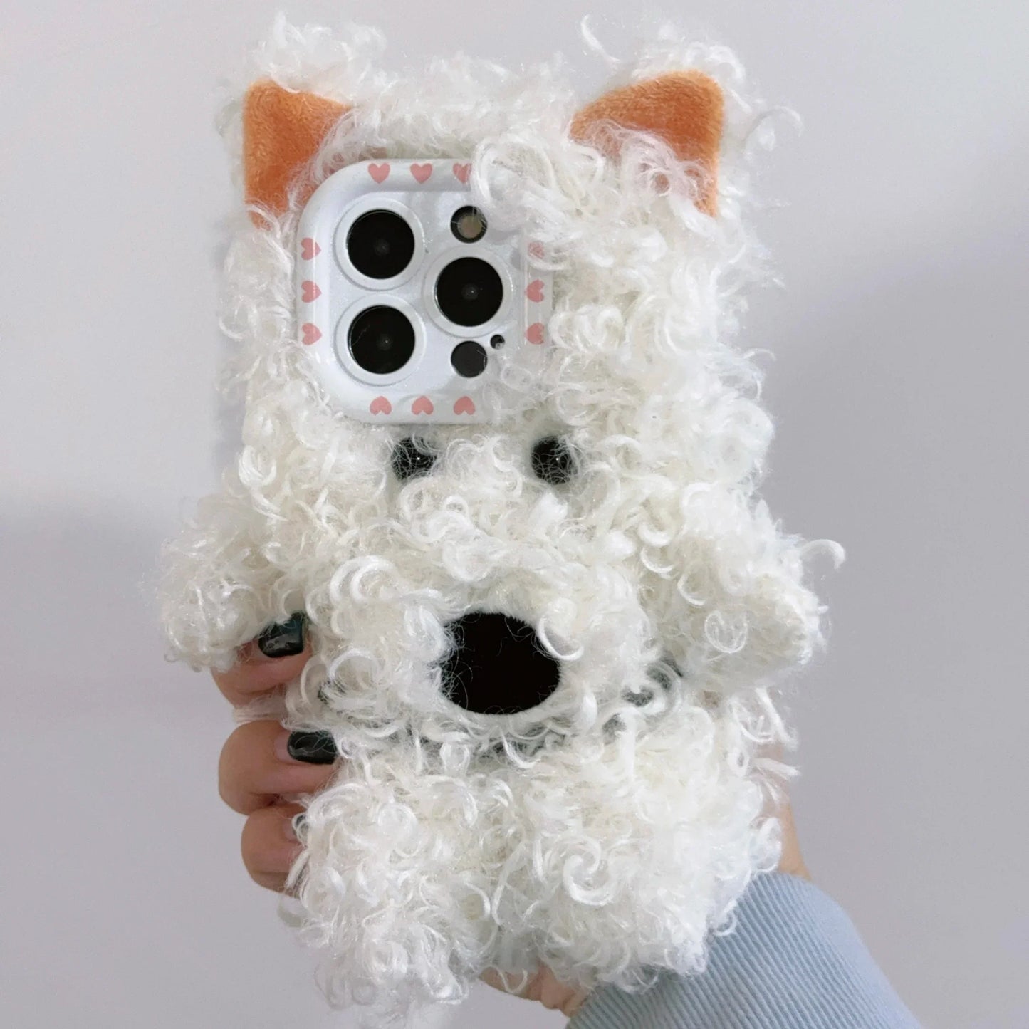 Cute Curly Puppy Plush Phone Case