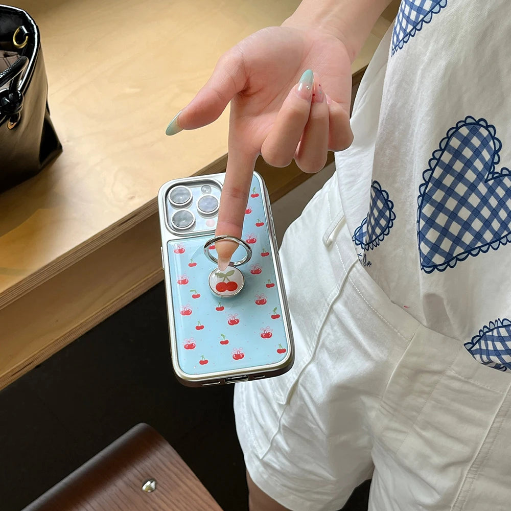 Cute Cherry Pattern Luxury Phone Case
