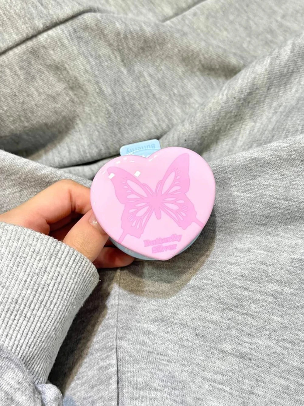 Cute Pink Butterfly Magnetic Grip Tok Stand Holder Phone Case