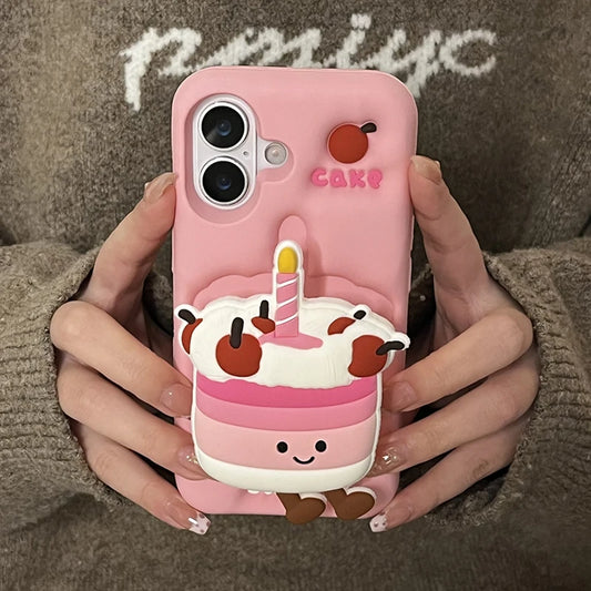 Cute 3D Cake Folding Kickstand Phone Case