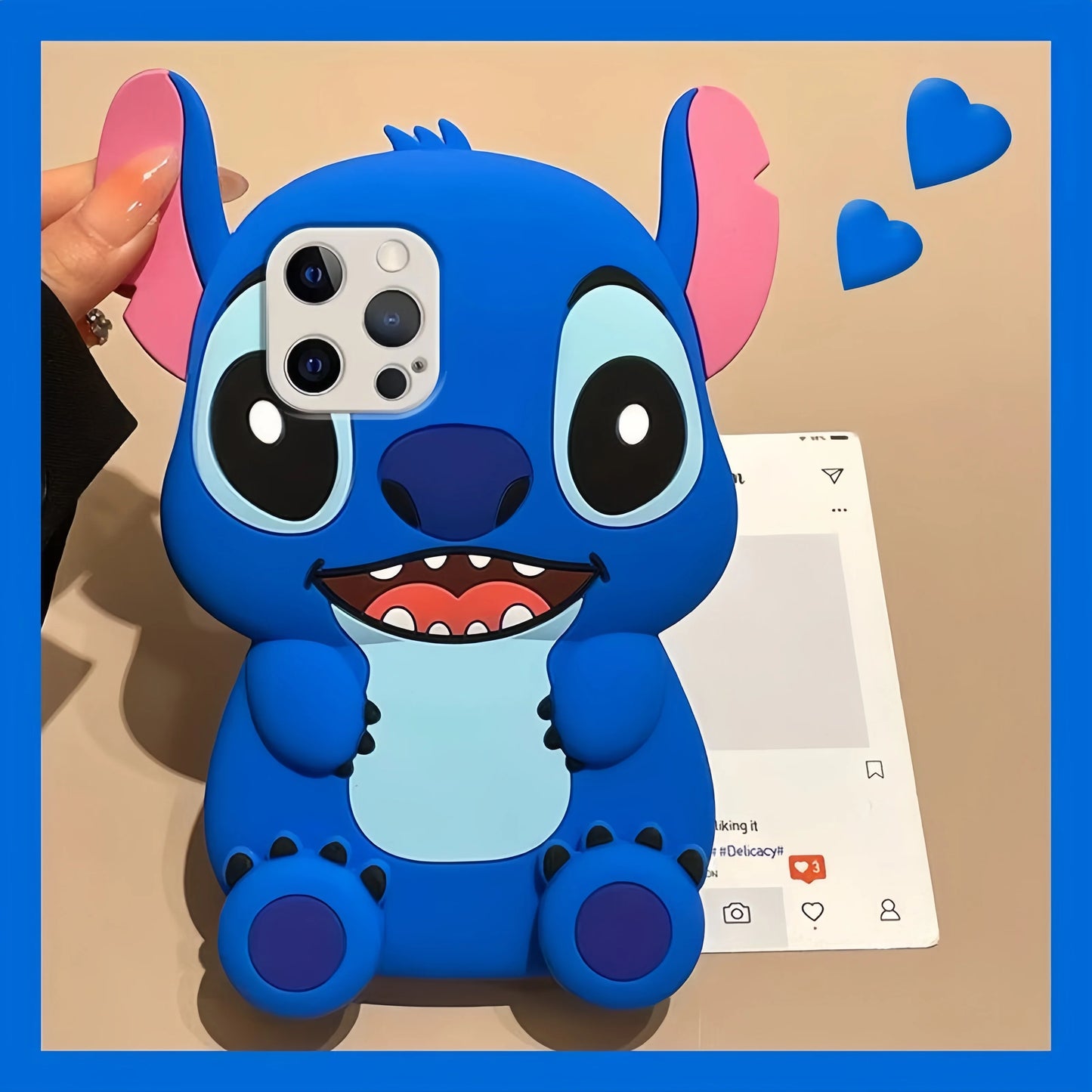 Stitch Big Ear Foot Stand Holder Soft Silicone Phone Case