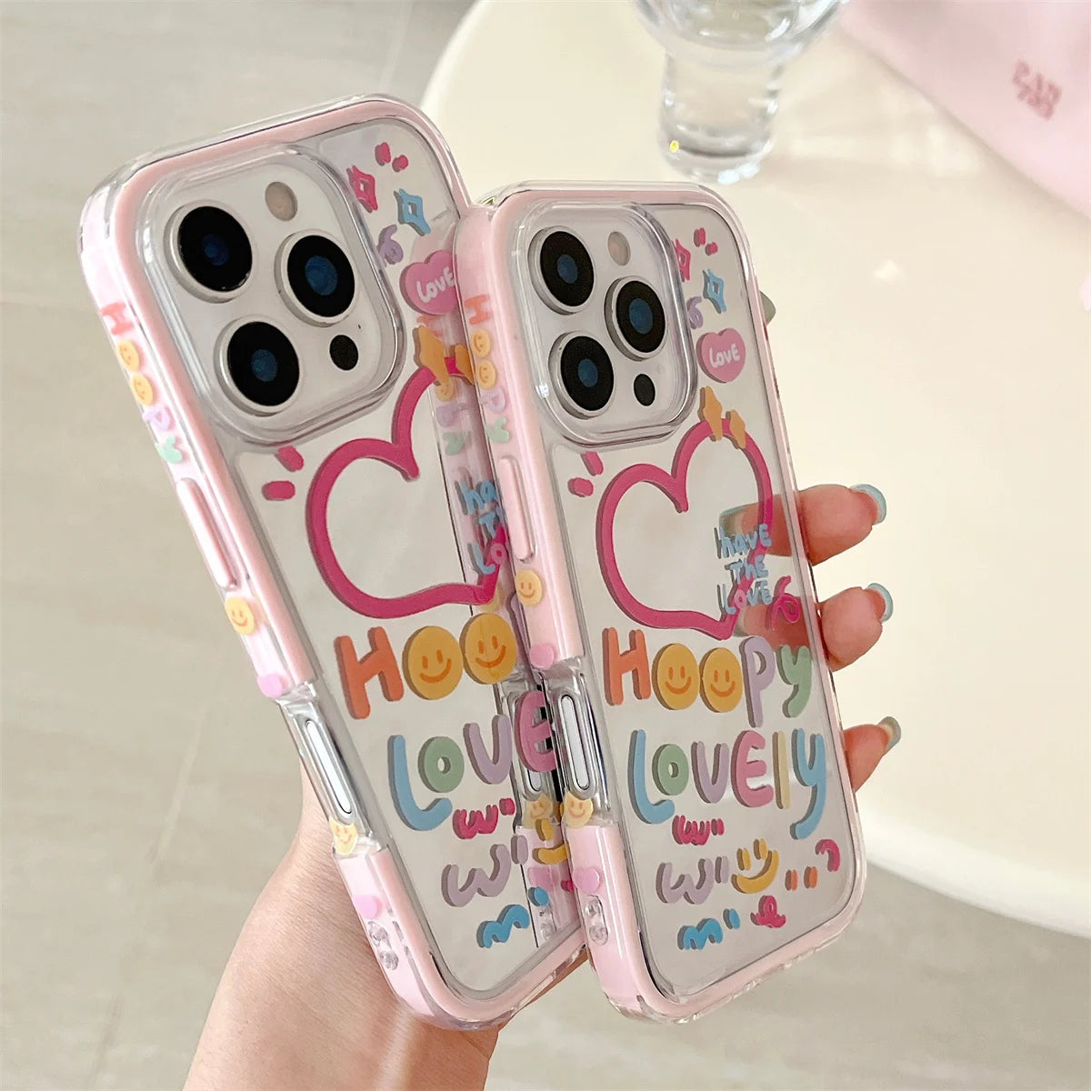 Colorful Graffiti Heart Shaped mMirror Surface Phone Case