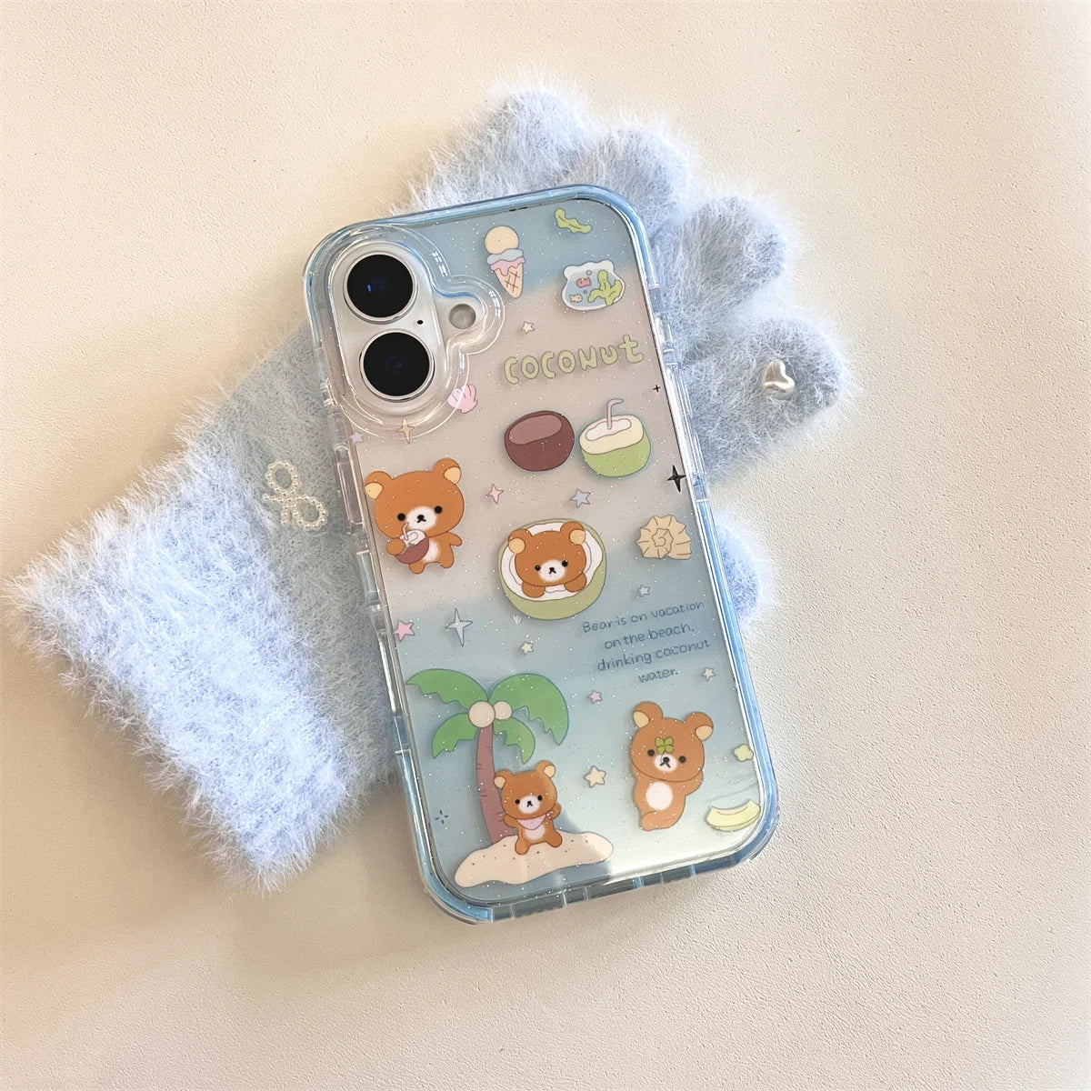 Cute Little Bear On The Blue Coconut Tree Phone Case