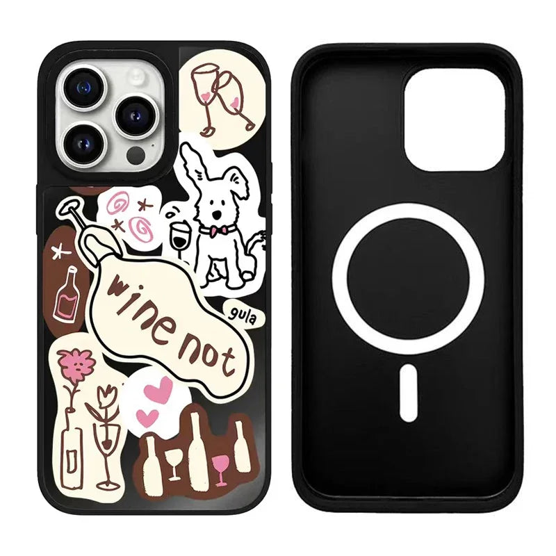 Black Mirror Surface Dog Sticker Phone Case