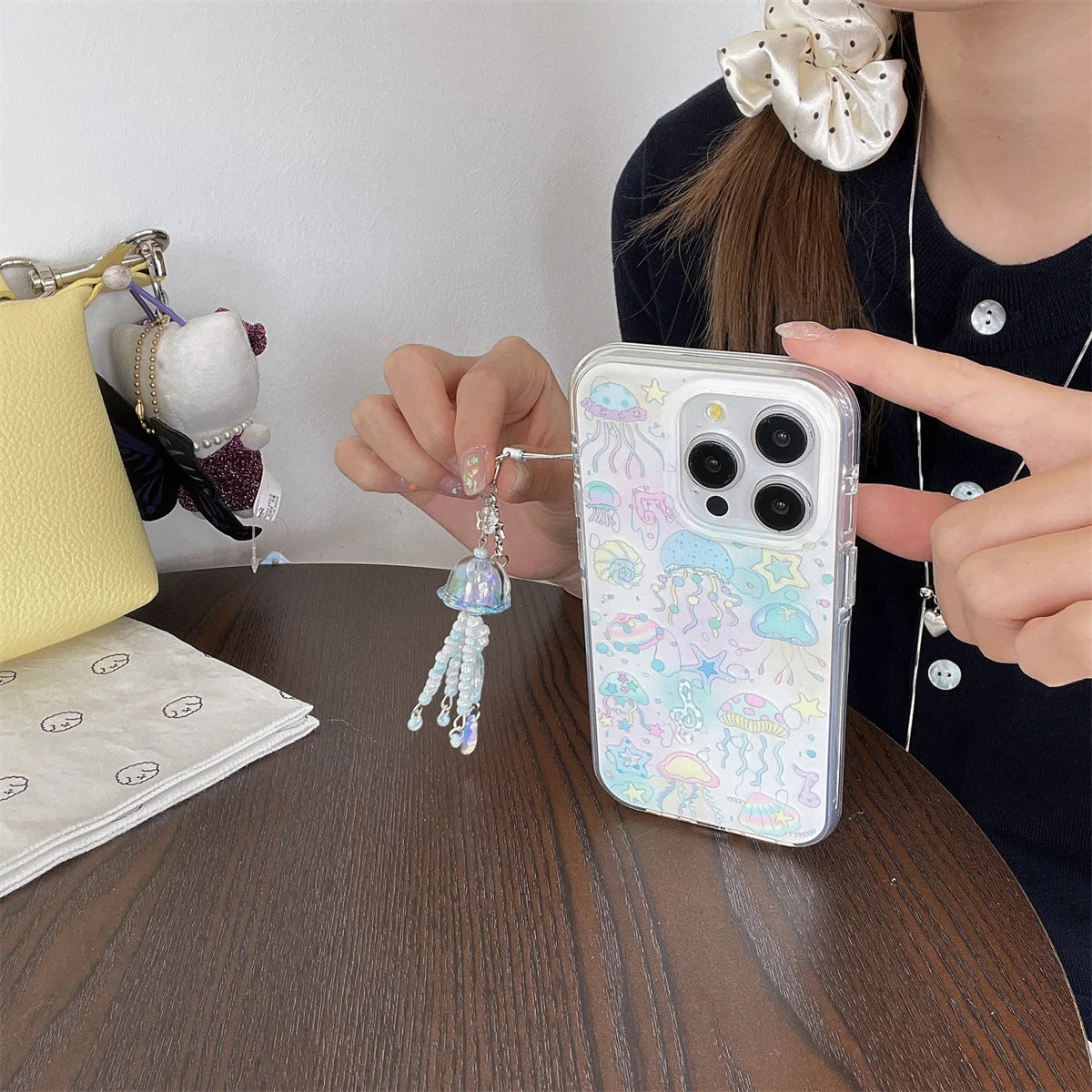 Double Layers Floral Prints Transparent Chic Phone Case
