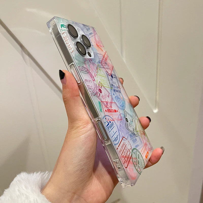 Stylish New York London Italy Sticker Labels Phone Case