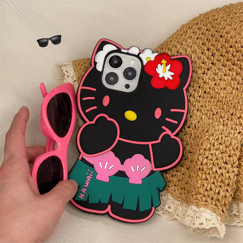 3D Cute Cartoon Hello Kitty Hawaiian Series Phone Case For iPhone