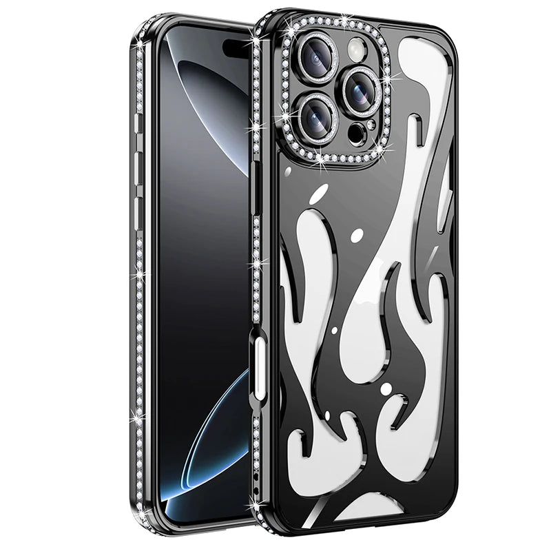 Luxury Rhinestone Bumper Hollow Flame Phone Case