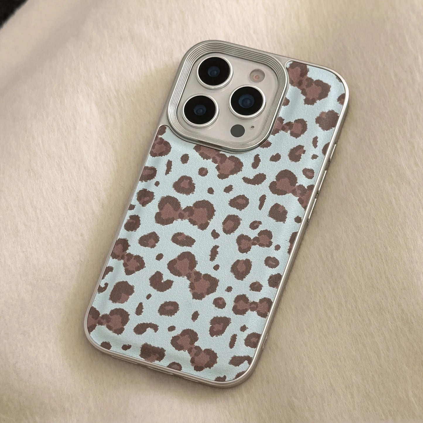 Stylish Bowknot Leopard Print Leather Texture Phone Case For iPhone