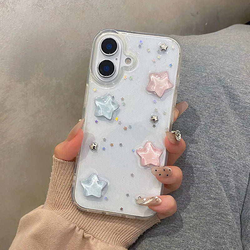 Lovely Colorful 3D Star Bling Glitter Phone Case For iPhone