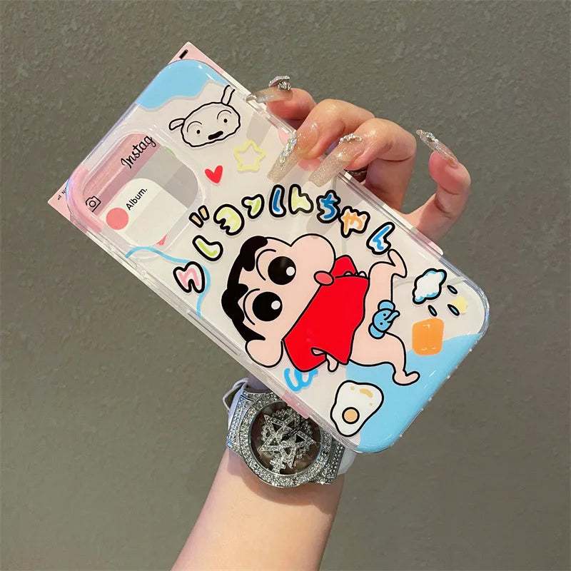 Funny Cartoon Crayon Shin-chan Elephant Rotate Bracket Phone Case For iPhone