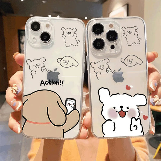 Cute Anime Dog Lovers Couple Phone Case For iPhone