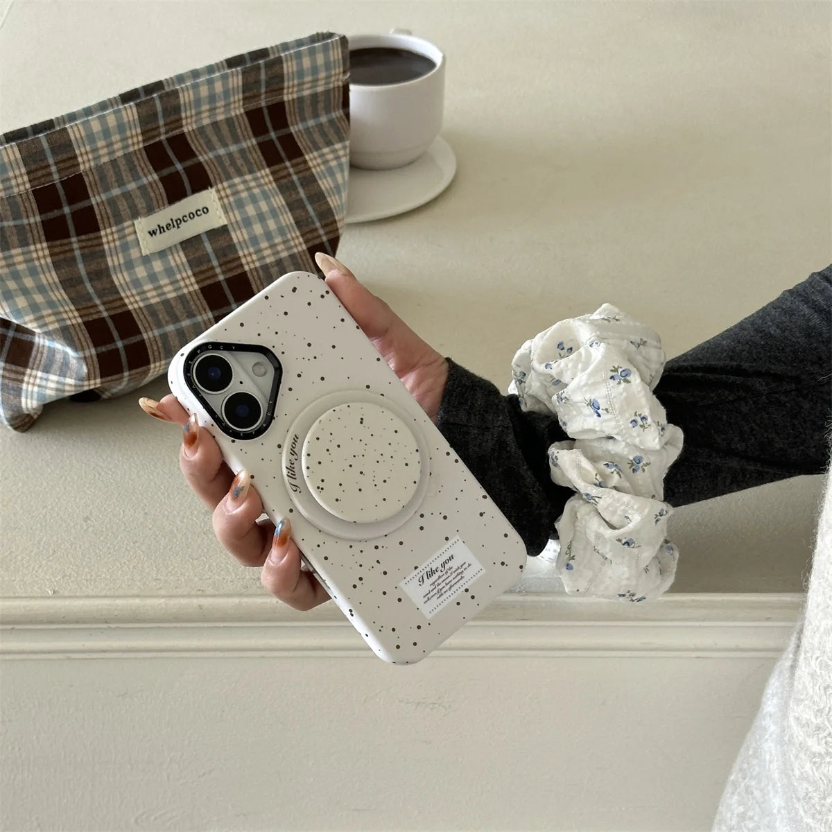 Cute Milk Yellow Splash Magnetic Circle Holder Phone Case