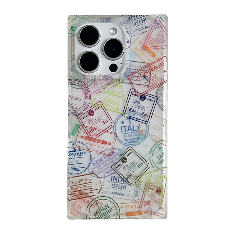 Stylish New York London Italy Sticker Labels Phone Case
