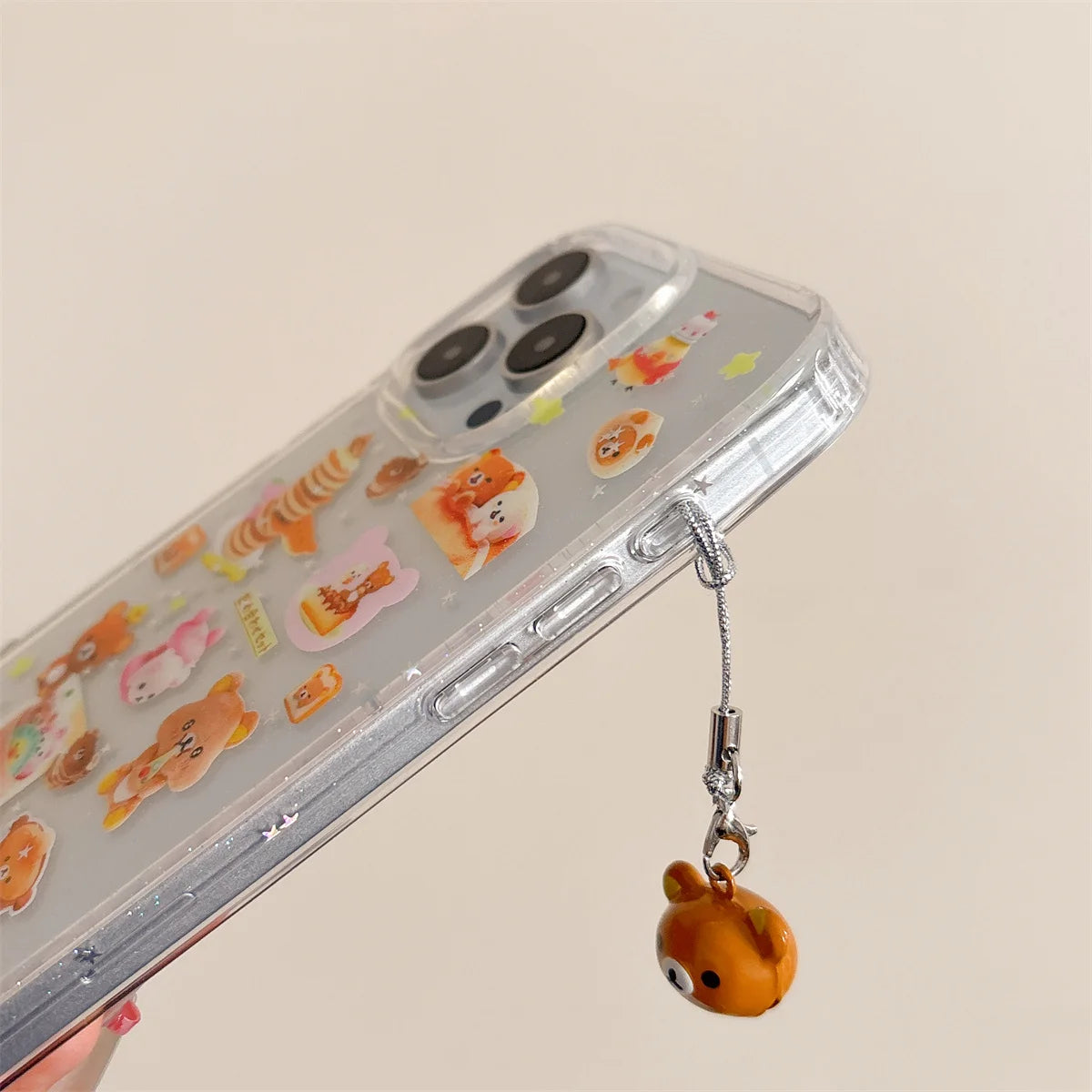 New Cute Cartoon Light Hearted Bear Bell Pendant Phone Case