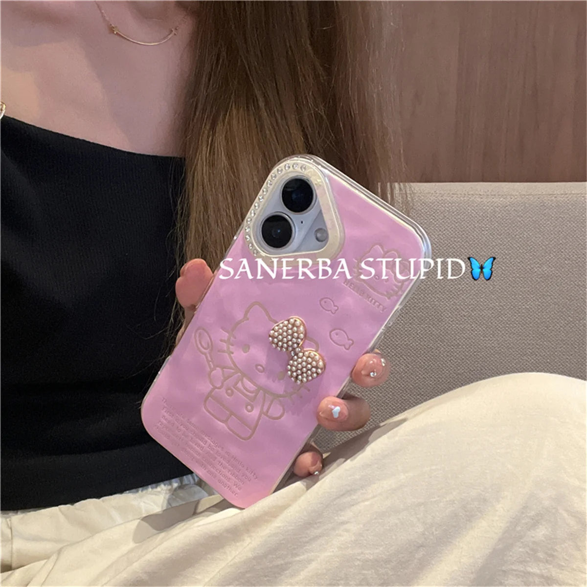 Korean Cute Diamond Camera Pink Phone Case For iPhone