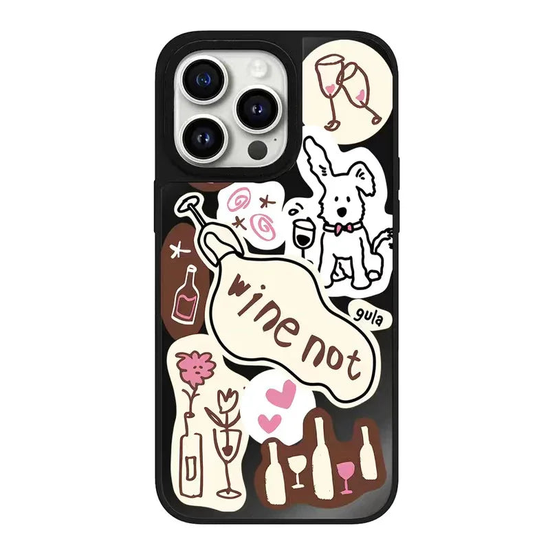 Black Mirror Surface Dog Sticker Phone Case