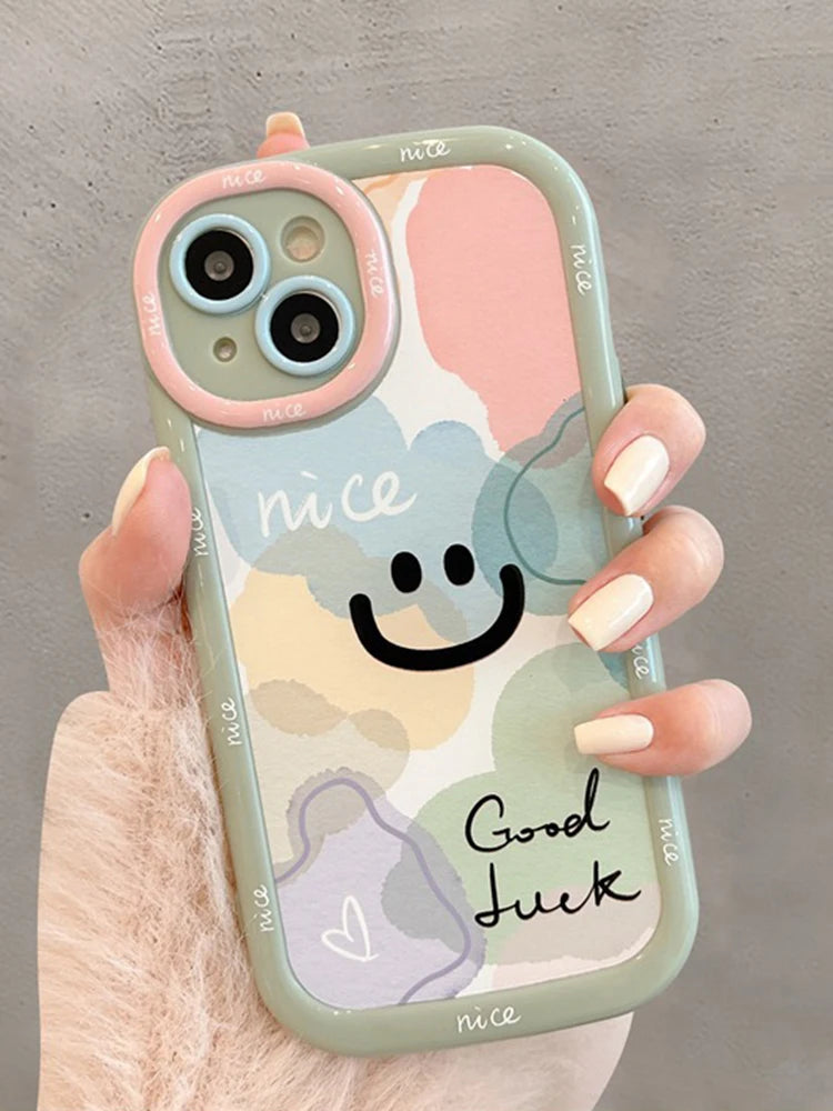 Simple Smile Letters Good Luck Hard Back Cover Case For iPhone