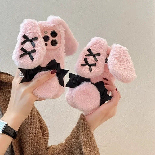 Bow Tie Maid Bunny Plush Phone Case