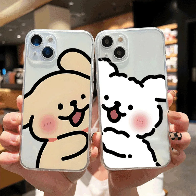 Cute Anime Dog Lovers Couple Phone Case For iPhone