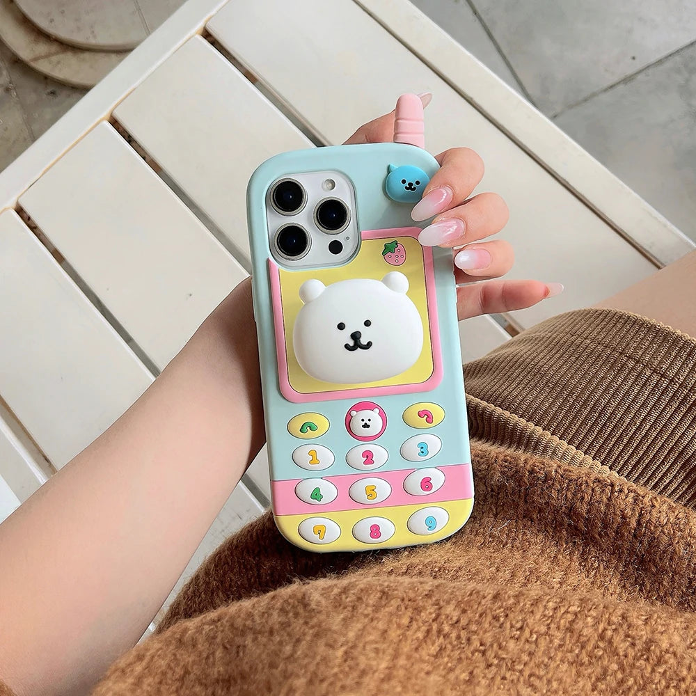 Cartoon Nagano Bear Telescopic Bracket Phone Case