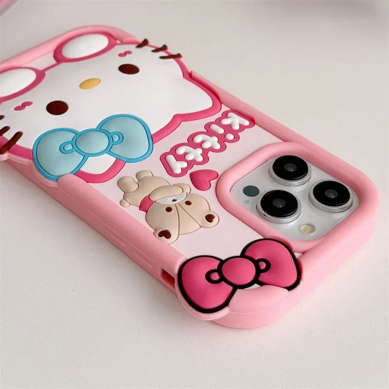 Cute Cartoon Bear Hello Kitty Soft Silicone Phone Case For iPhone