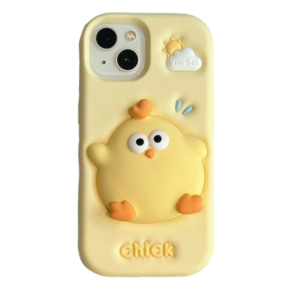Funny Cute Yellow Chick Cartoon Silicone Phone Case