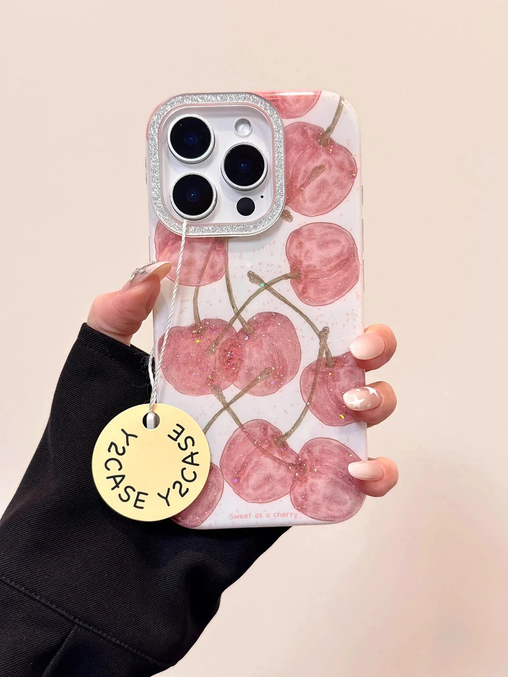 Cute Cherry Pattern Glitter Bling Phone Case