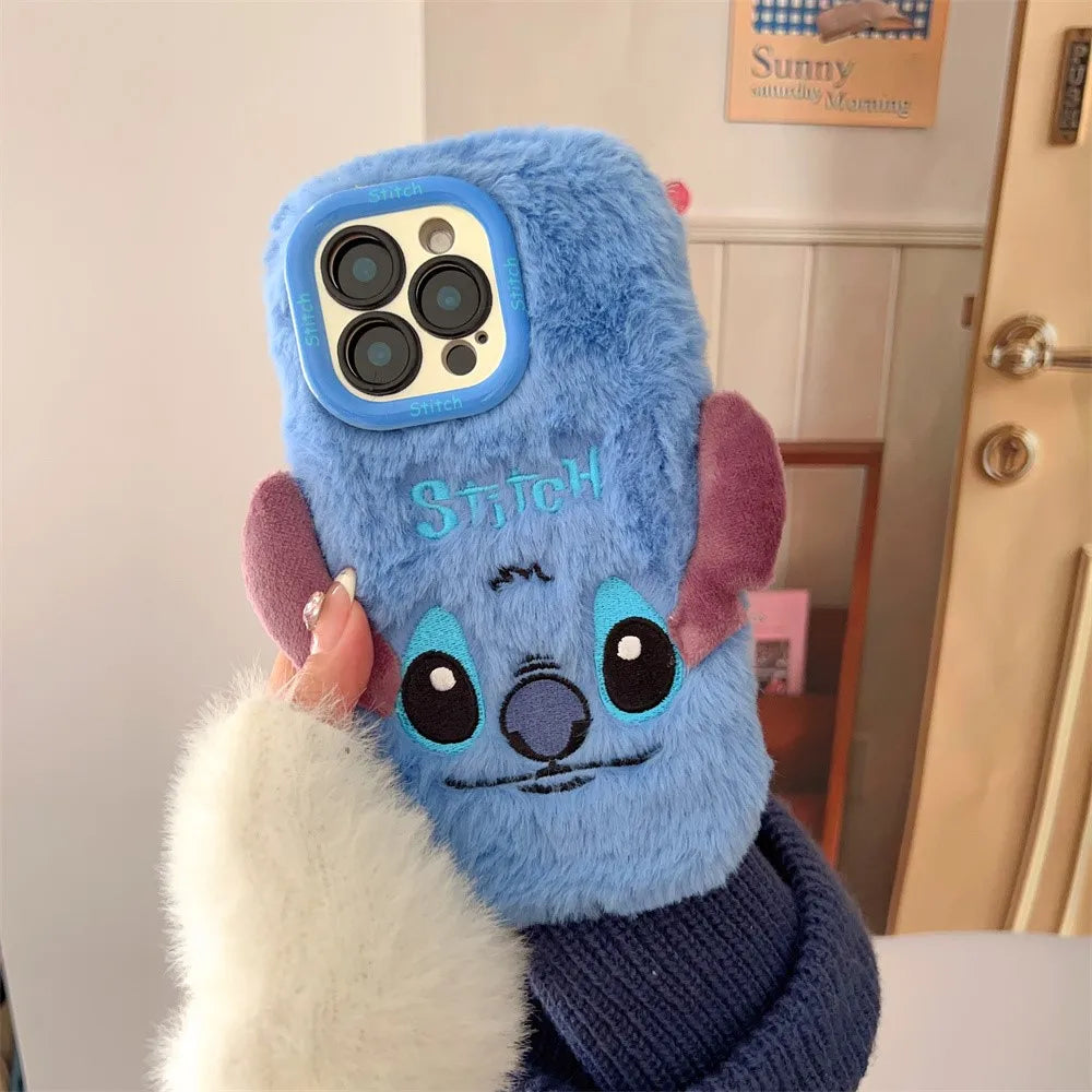 Plush Embroidered 3D Cartoon Stitch Phone Case
