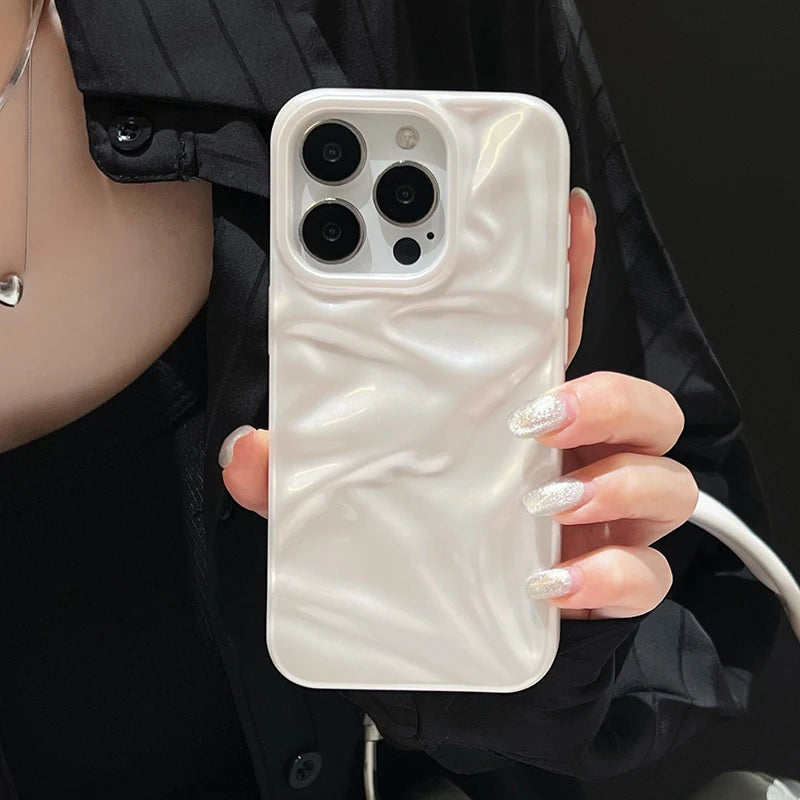 Pearl White Folds Texture Phone Case