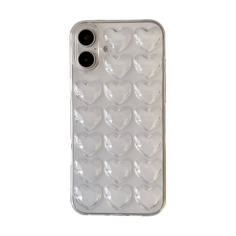 Fashion Transparent Love Heart Soft Silicone Phone Case