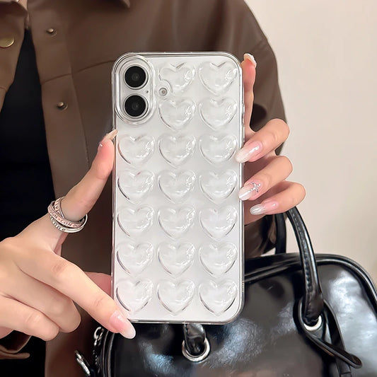 Fashion Transparent Love Heart Soft Silicone Phone Case