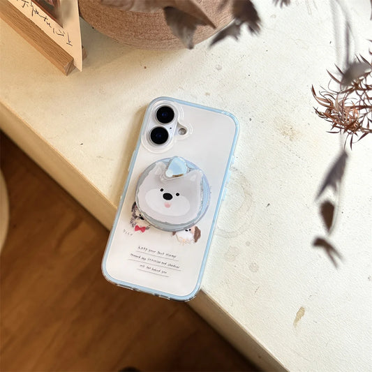 New Cute Cartoon Puppy Magnetic Stand Phone Case