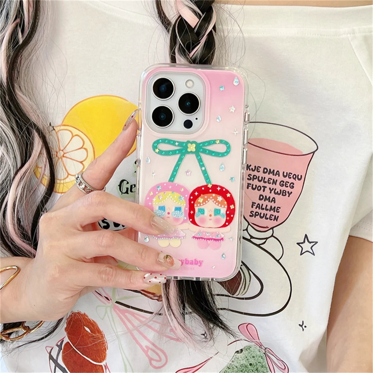 Kawaii Cartoon Cherry Girl Phone Case