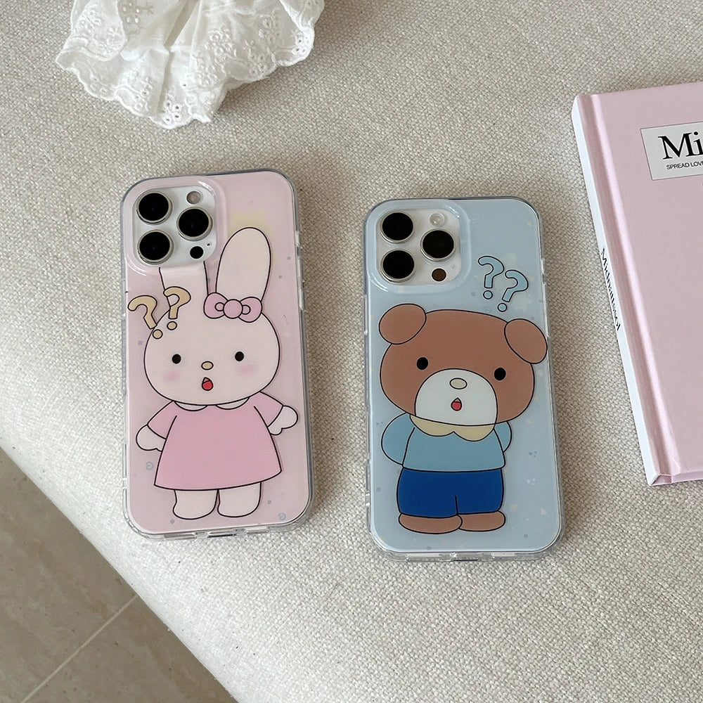 Cute Rabbit Cartoon Bear Lovley Couple Phone Case