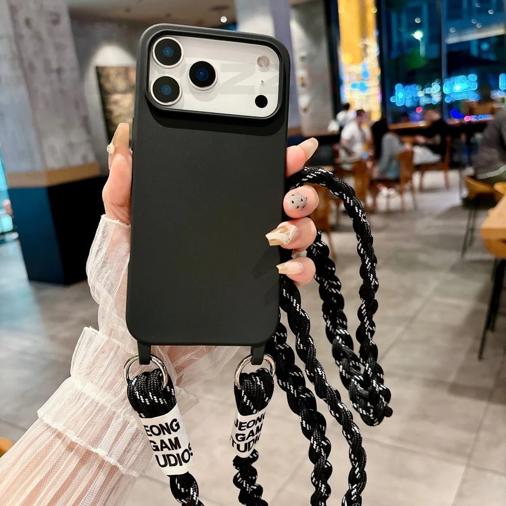 For iPhone Lanyard Case Crossbody Knit Lanyard Candy Soft Phone Cover iPhone